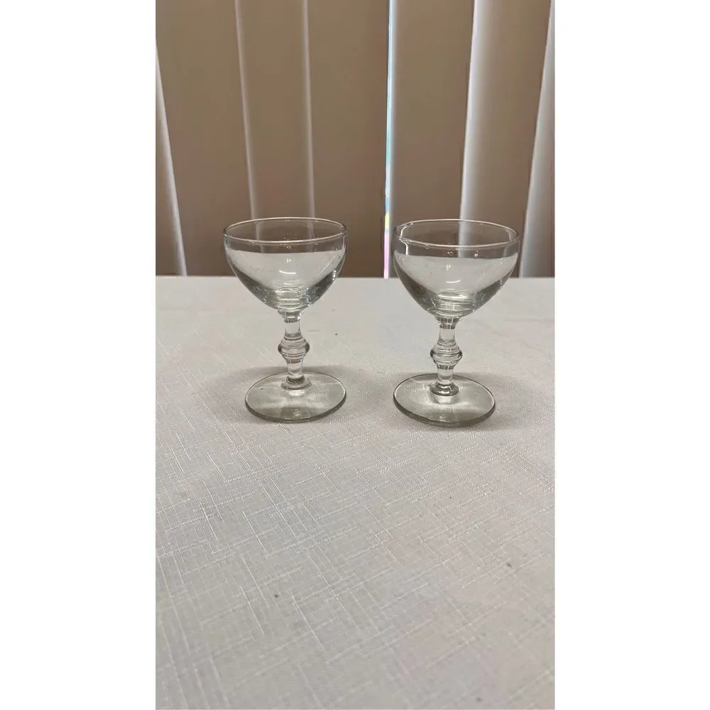 Vintage Champagne Coupes Crystal Platinum Rim Cocktail Glasses Set of 2